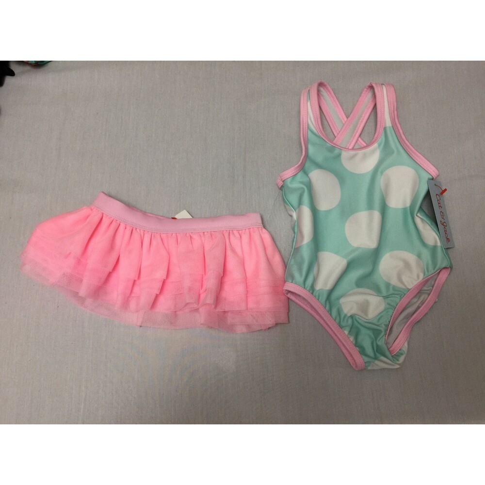 NWT CAT JACK GIRLS SWIM SUIT 2 PIECE SIZE 9 MONTHS